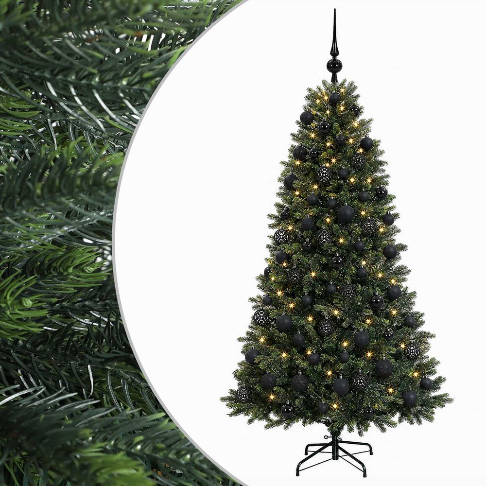 Arbre de noël artificiel avec boule 180 cm 300 led blanc chaud