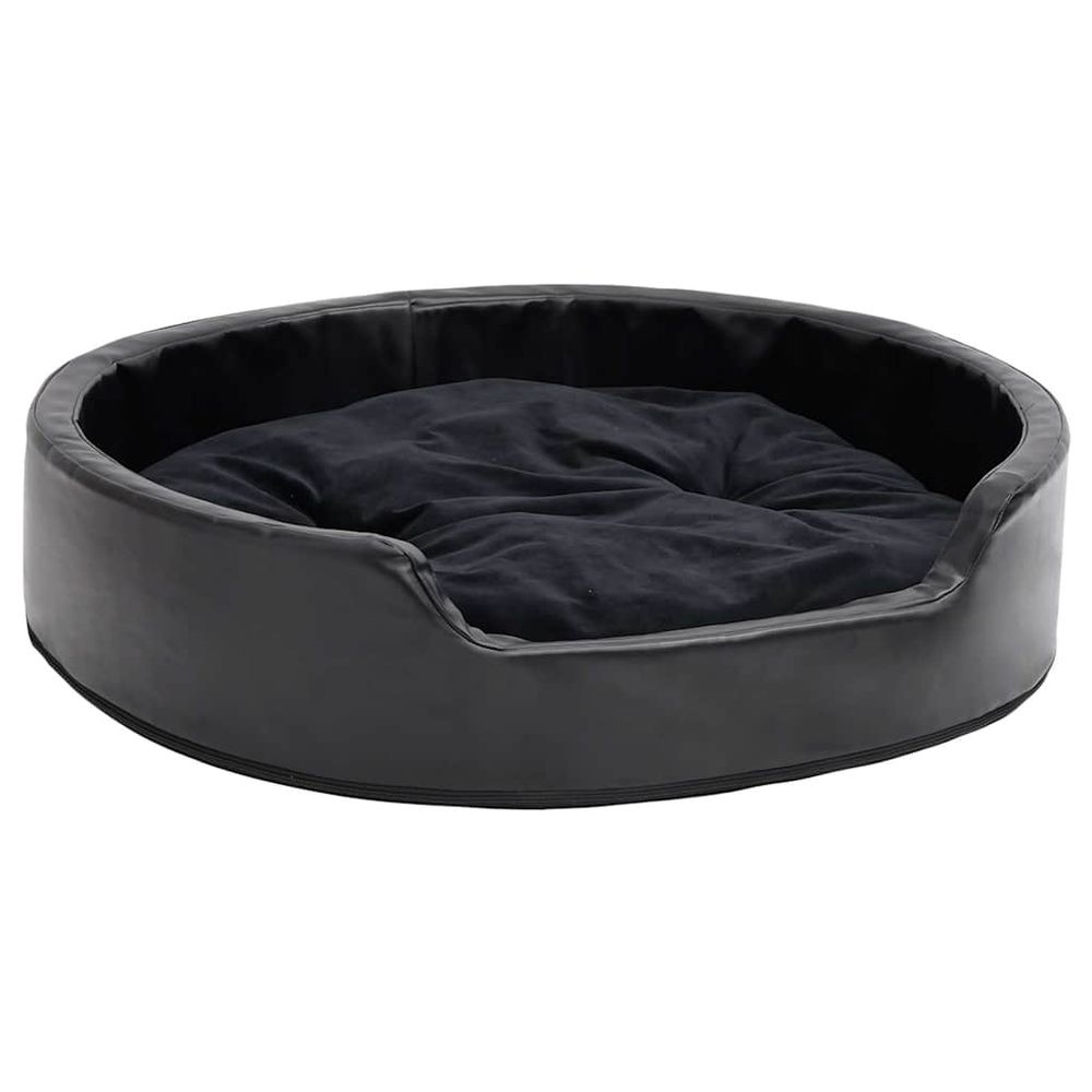 Lit pour chiens noir 79x70x19 cm peluche et similicuir