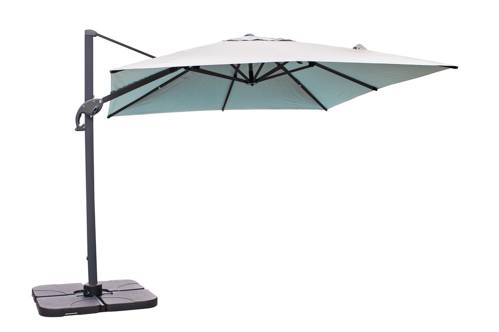 Sevilla - parasol avec pied excentré en acier et toile grise