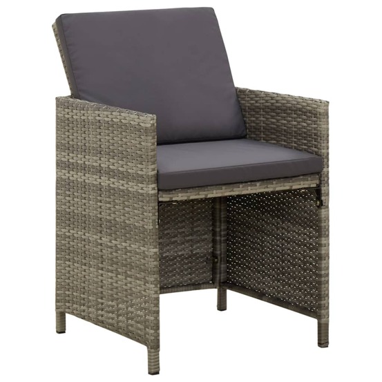 Chaises de jardin avec coussins lot de 4 résine tressée gris