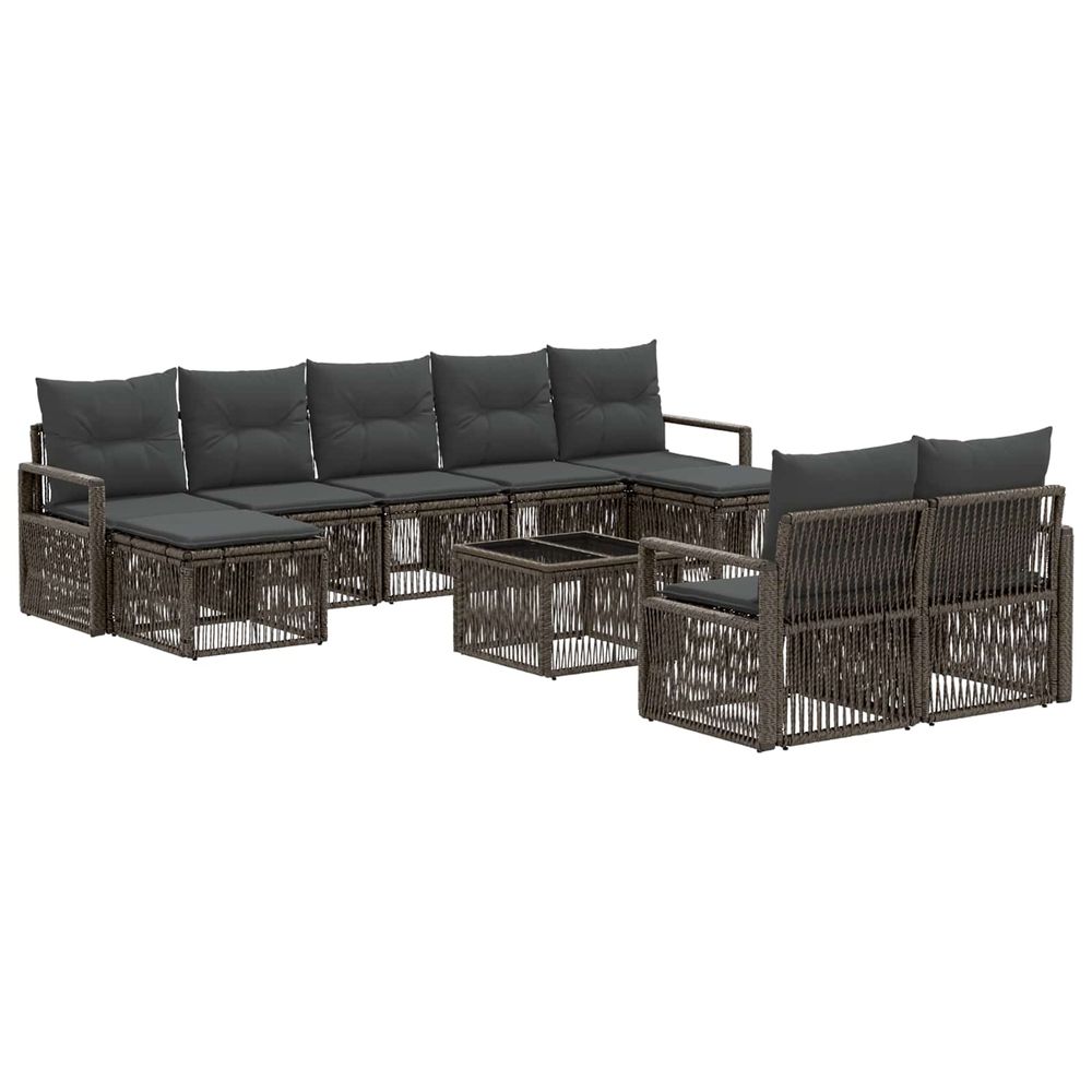Ensemble de canapé de jardin 10 pc gris polyrotin