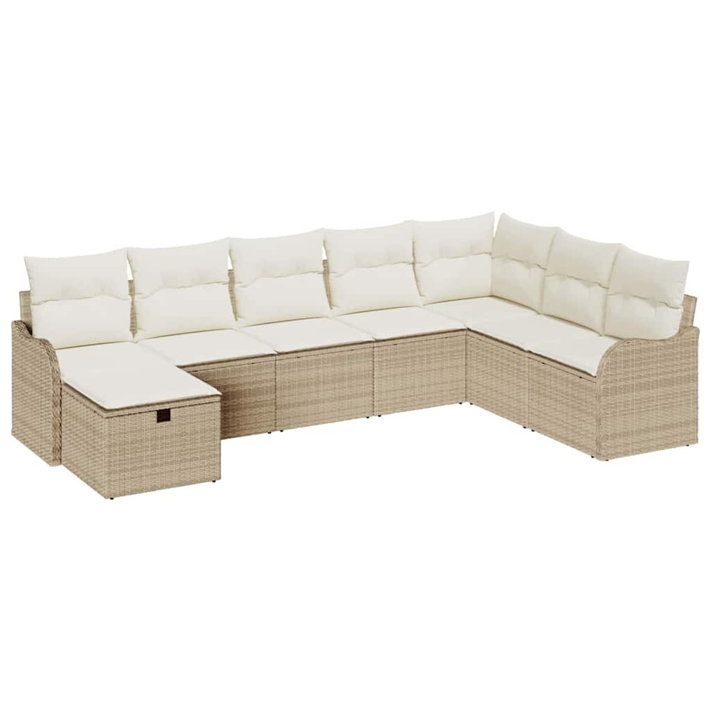 Ensemble de canapés avec coussin 8 pcs beige et crème polyrotin