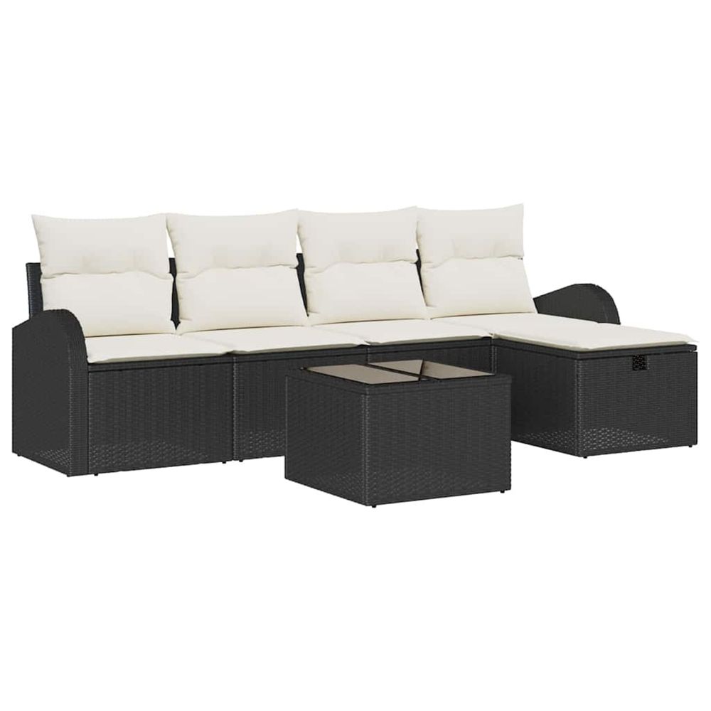 Ensemble de canapé de jardin 6 pc noir polyrotin
