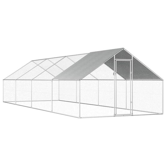 Enclos poulailler géant 8x2.75m en acier galvanisé et bâche de protection