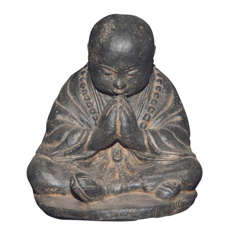 Statue jardin moine bouddhiste assis (grand format) - gris 30 cm