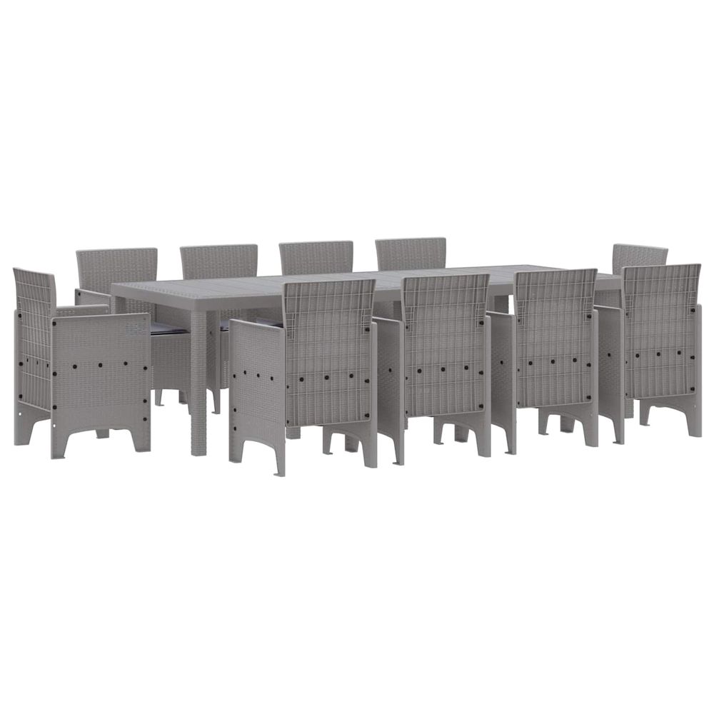 Ensemble de salle à manger pour jardin 11 pc gris clair