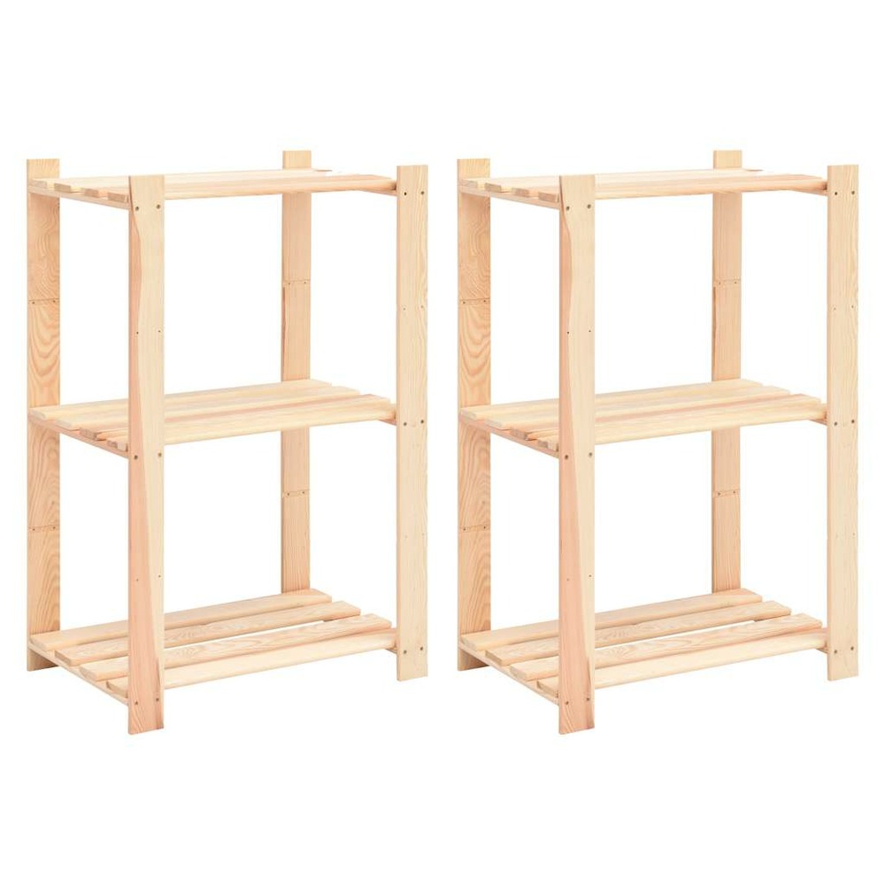 Étagères de rangement à 3 niveaux 2 pcs 60x38x90 cm pin 150 kg