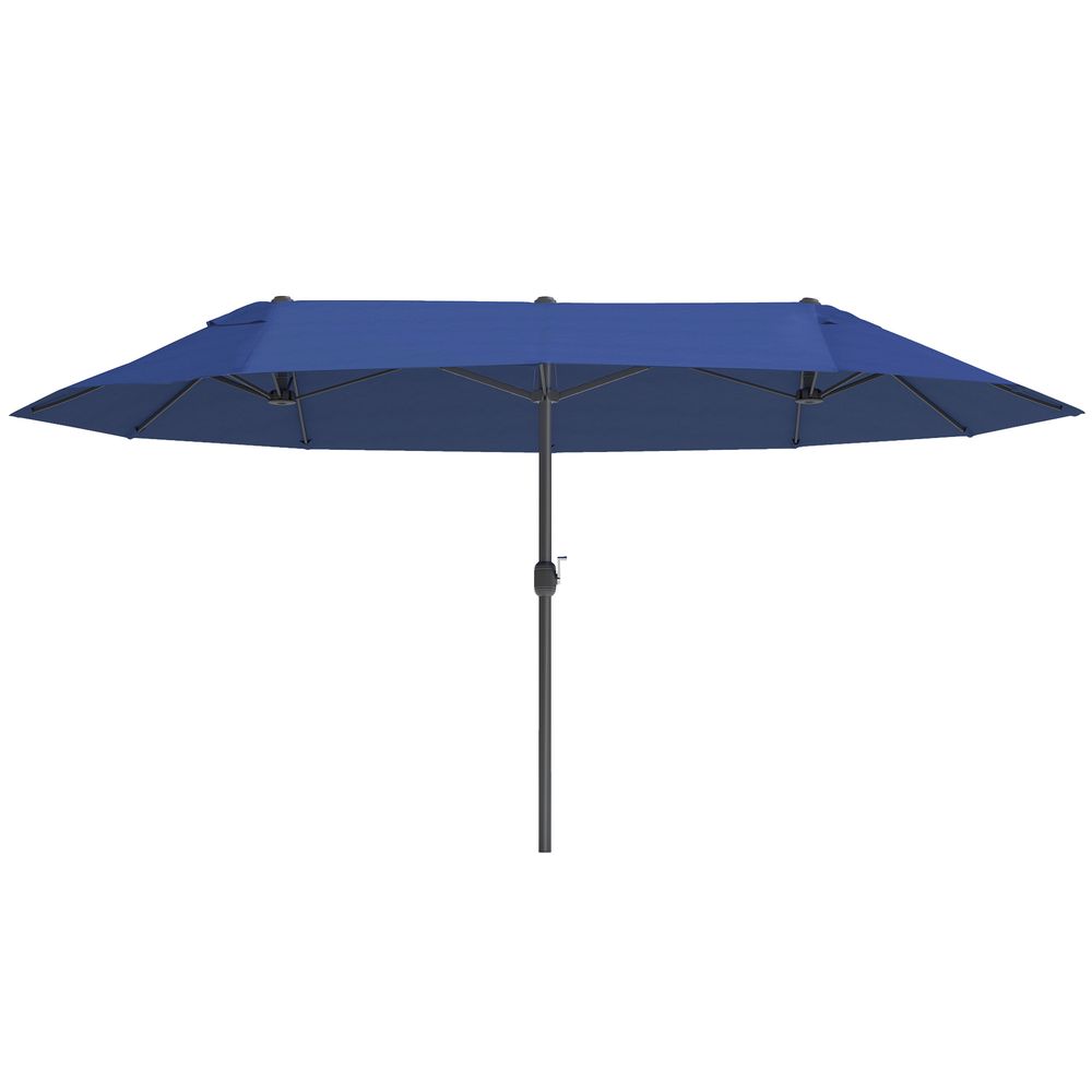 Parasol de jardin xxl parasol grande taille 4,6l x 2,7l x 2,4h m ouverture fermeture manivelle acier polyester haute densité bleu