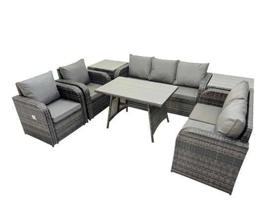 7 places dossier haut ensemble de meubles de jardin en rotin avec table à manger 3 places canapé d'amour 2 tables d'appoint