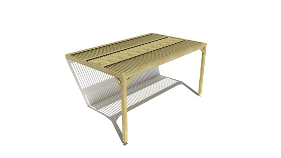 Pergola bois • 5m x 3m • adossée • sens largeur • lames orientables bioclimatiques incluses • livraison comprise