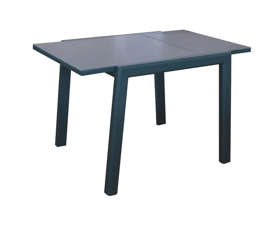 Table extensible - elise - aluminium époxy graphite - plateau verre trempé gris - 80/140 x 80 cm