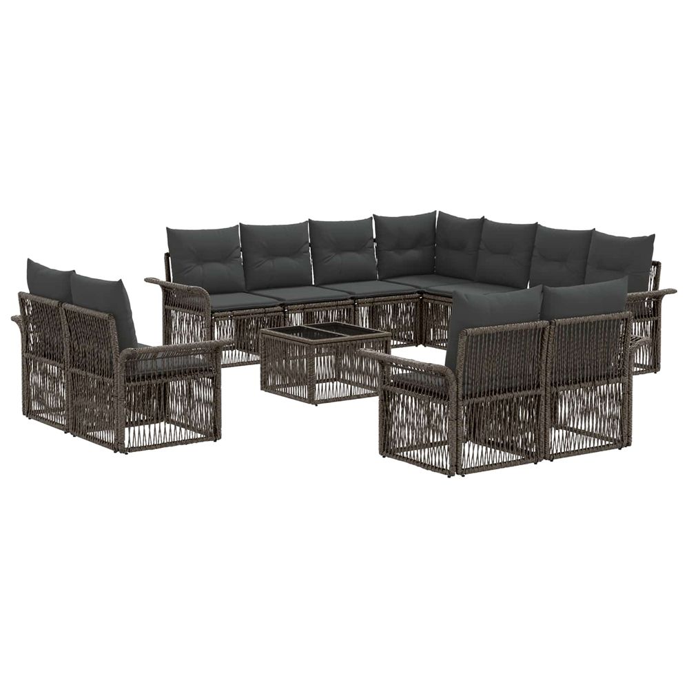 Ensemble de canapé de jardin 12 pc gris et gris foncé polyrotin