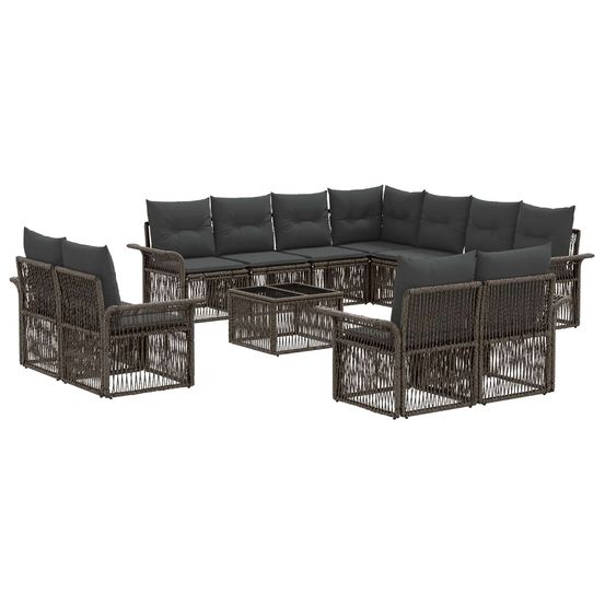 Ensemble de canapé de jardin 12 pc gris et gris foncé polyrotin