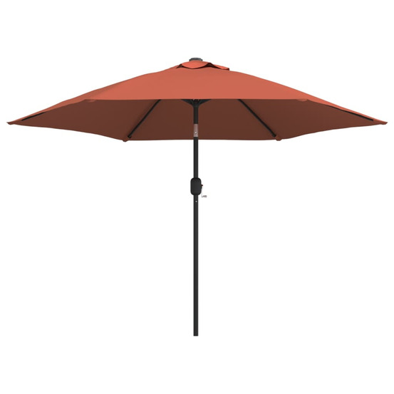 Parasol de jardin avec lumières led et mât en acier terre cuite