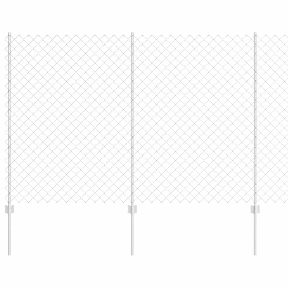 Clôture avec poteau argenté 1,6 x 10 m acier