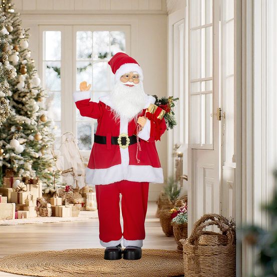 Figurine de père noël en polyester rouge 120 cm