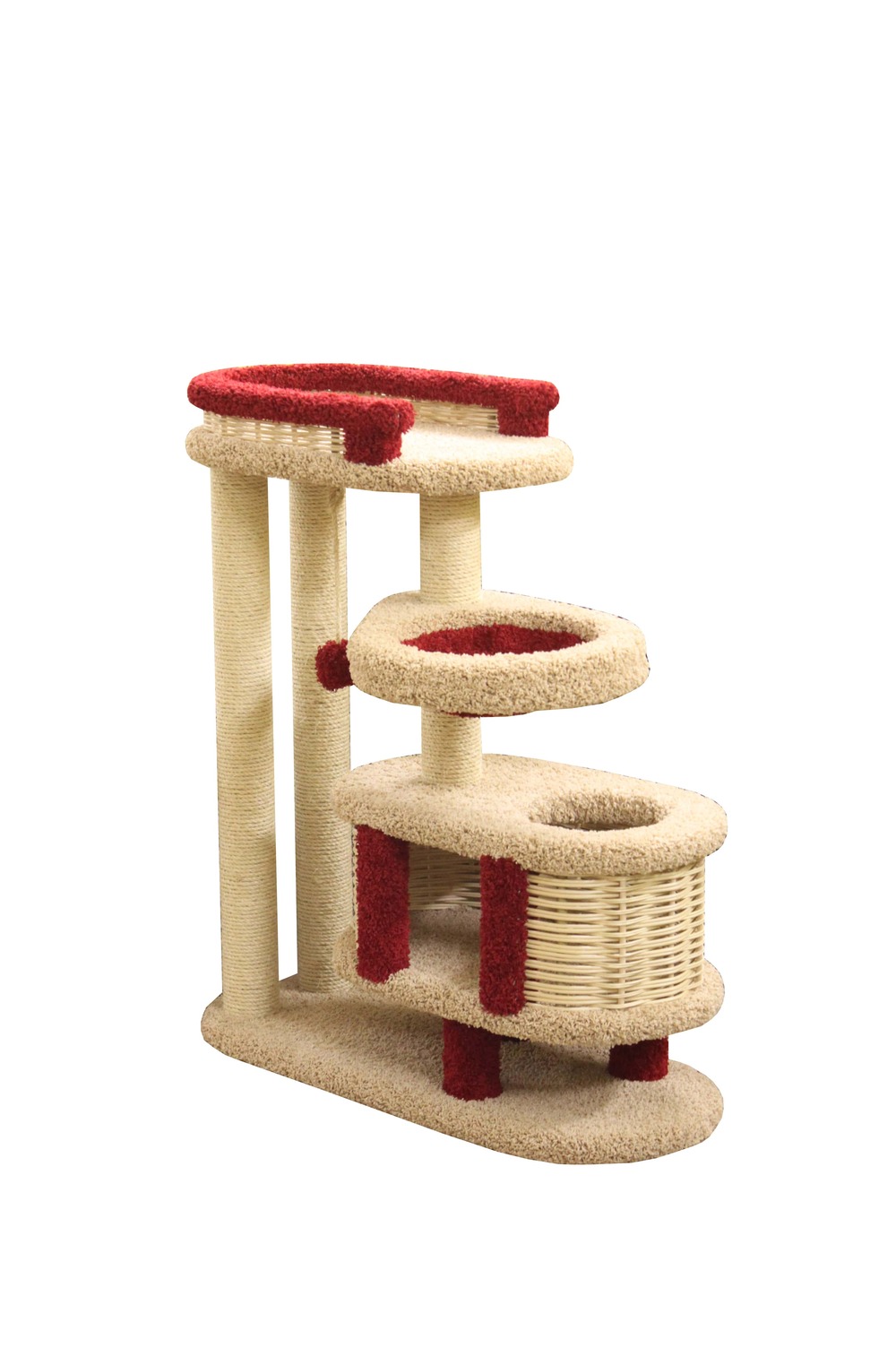 Arbre à chat brunelle – crème / rouge – 110 cm