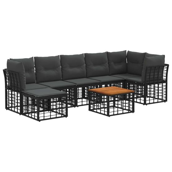 Ensemble de canapés d'extérieur 8 pc noir et gris foncé
