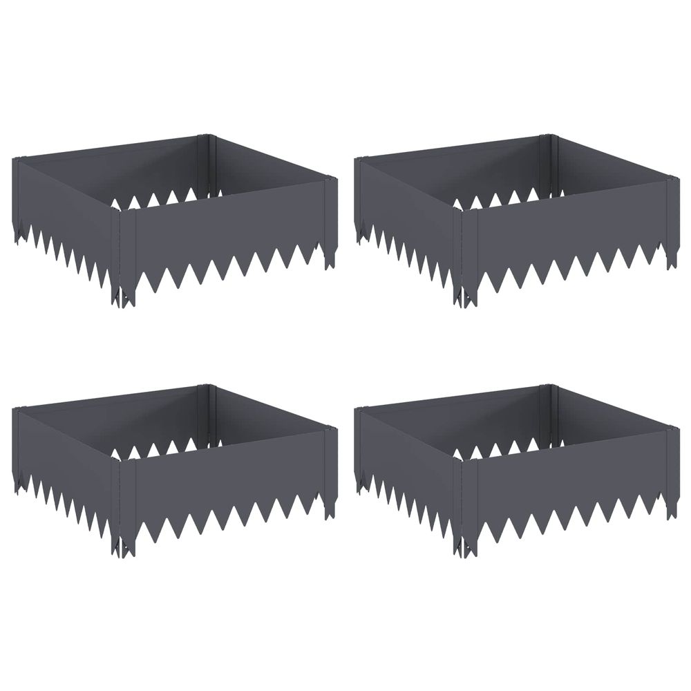 Bordure de pelouse 4 pc 60 x 60 x 20 cm acier anthracite