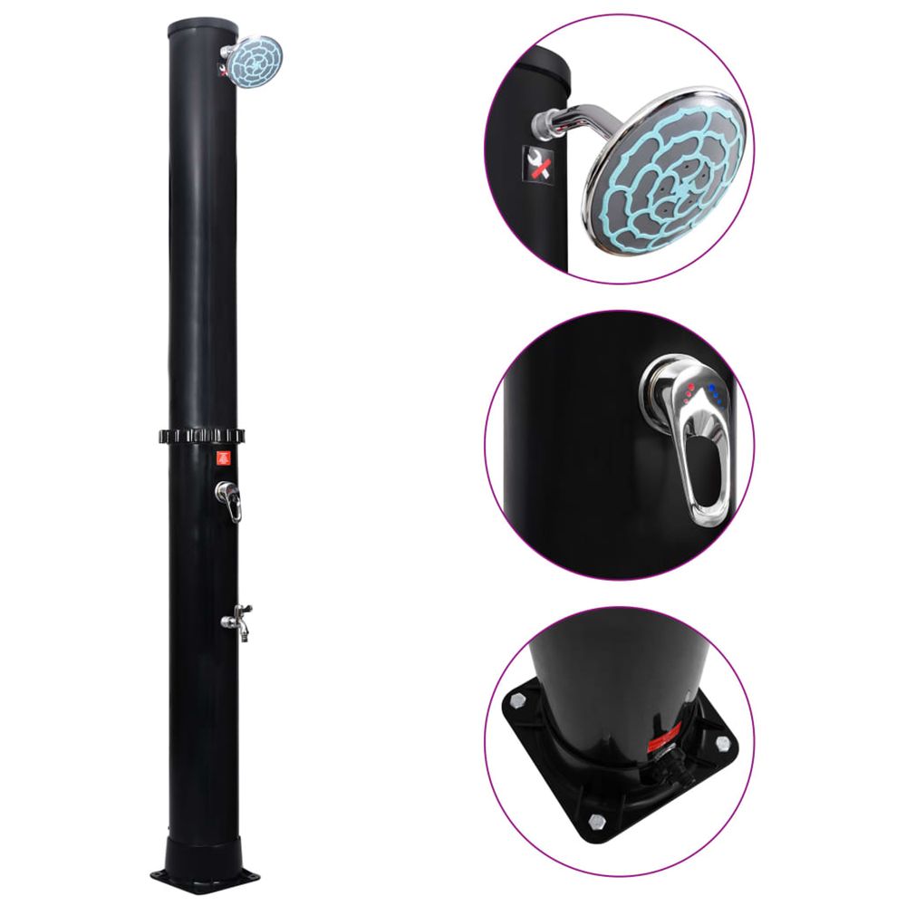 Douche solaire d'extérieur avec pomme de douche et robinet 40 l