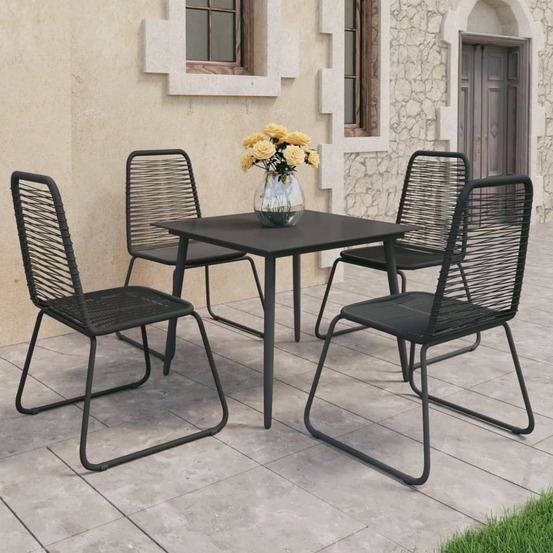 Ensemble à manger de jardin 5 pcs pvc résine tressée noir