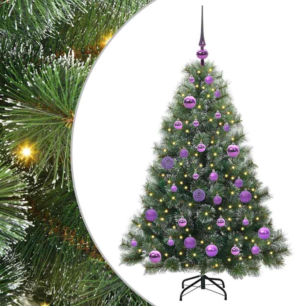 Sapin de noël artificiel avec 150 led vert 120 cm pe et pvc