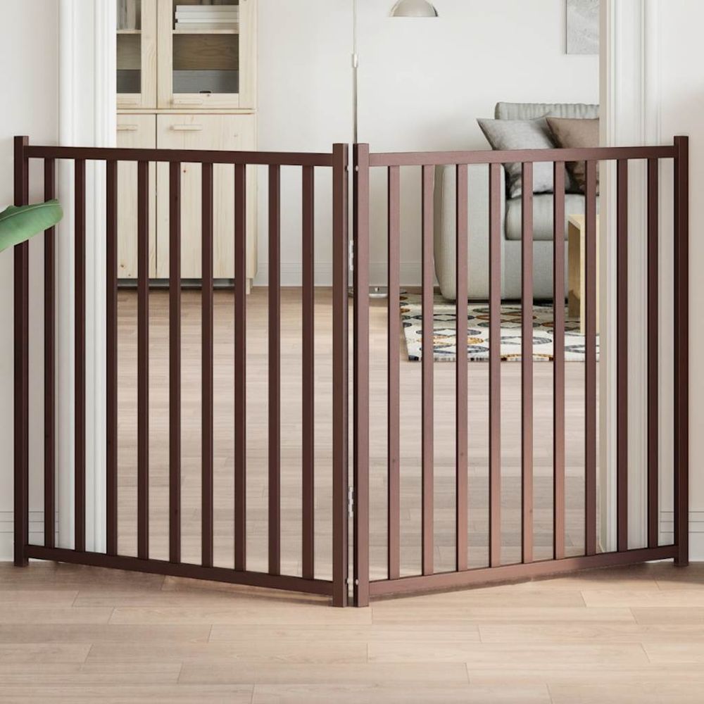 Barrière de sécurité haute 90cm pliable en bois 160cm chêne brun