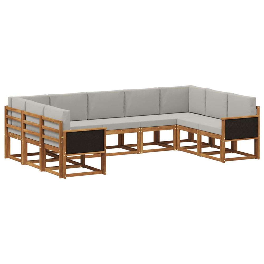 Ensemble de canapés d'extérieur 9 pc naturel et gris clair