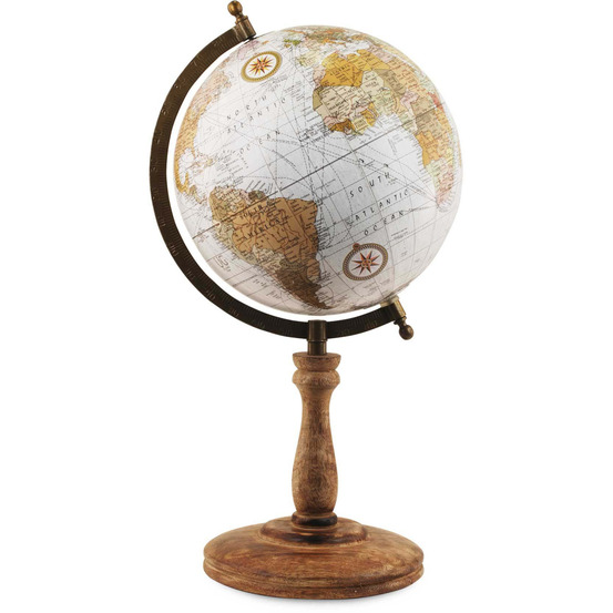 Globe terrestre vintage en bois et métal cook