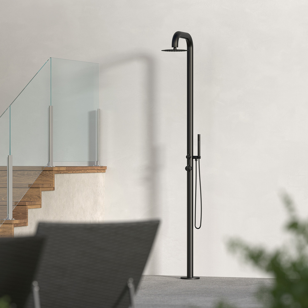 Douche de jardin courbe noire avec douche a main sined doccia pula