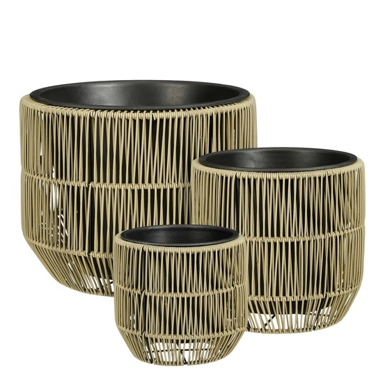 Mica decorations peta pots de fleurs – lot de 3 – pot plante pour fleurs et plantes exterieur – pot de fleur exterieur – vert