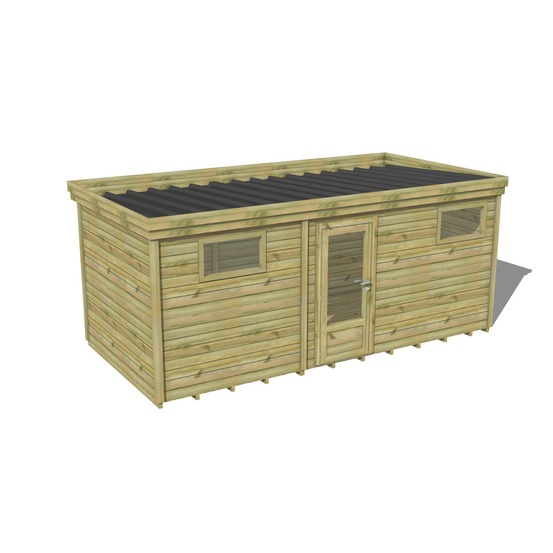 Abri de jardin bois pin traité autoclave 27mm - 5,99x2,64m / 16m2 - bac acier - plancher bois