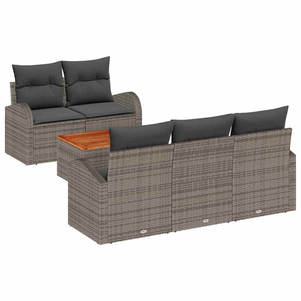 Ensemble de canapé de jardin 6 pc gris polyrotin
