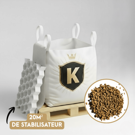 Kit graviers jaune + dalles stabilisatrices = 1 big bag gravier jaune 6/10 1,5t + 20m2 dalles stabilisatrices blanches