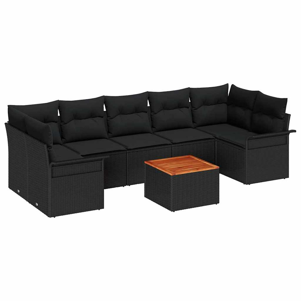 Ensemble de canapé de jardin avec coussin 8 pcs noir