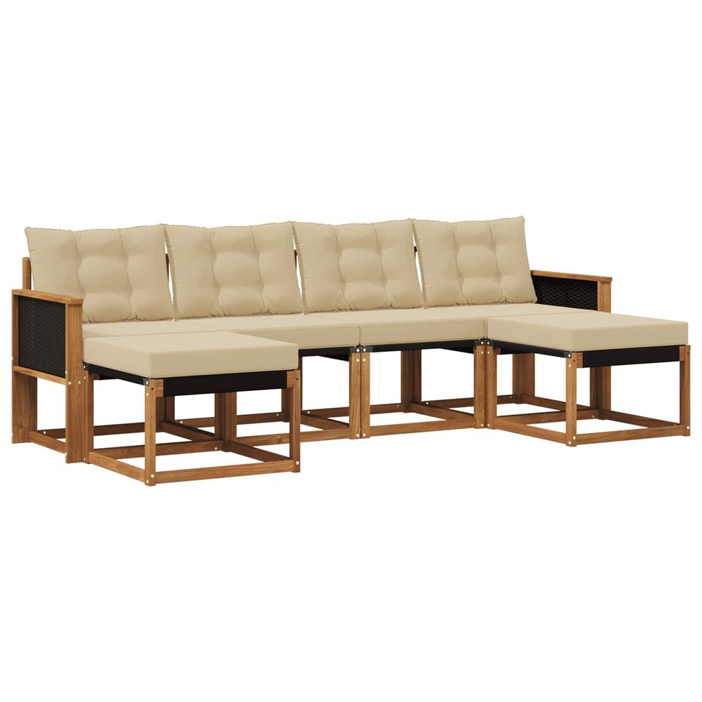 Ensemble de canapés d'extérieur 6 pc naturel et beige