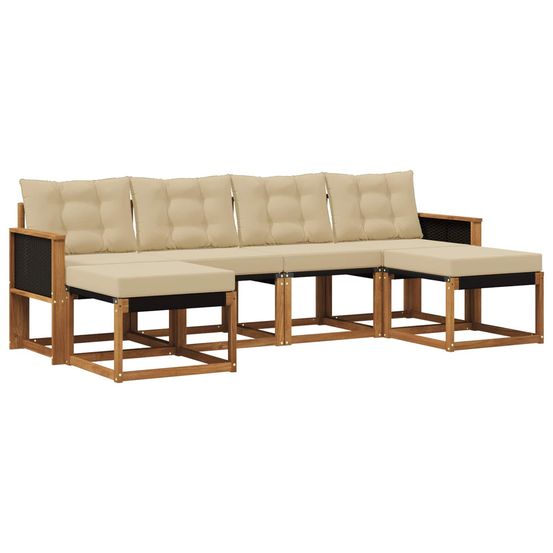 Ensemble de canapés d'extérieur 6 pc naturel et beige