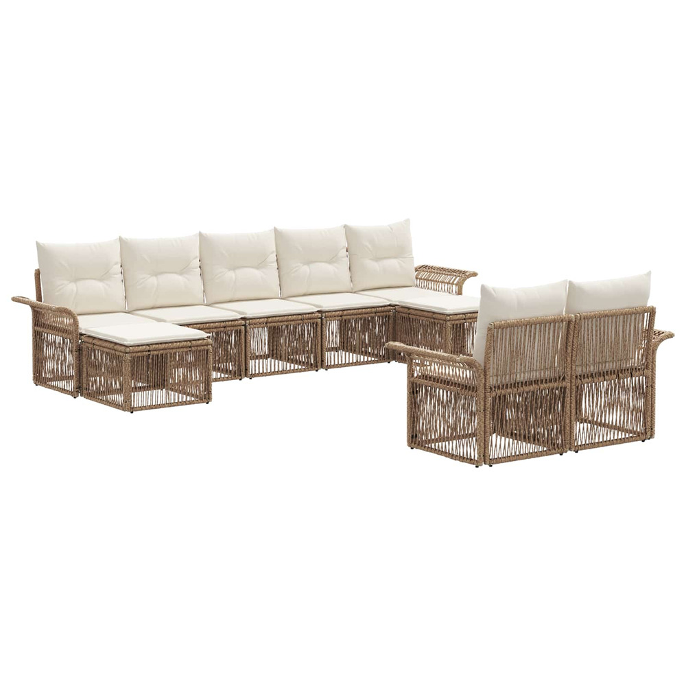 Ensemble de canapé de jardin 9 pcs beige polyrotin