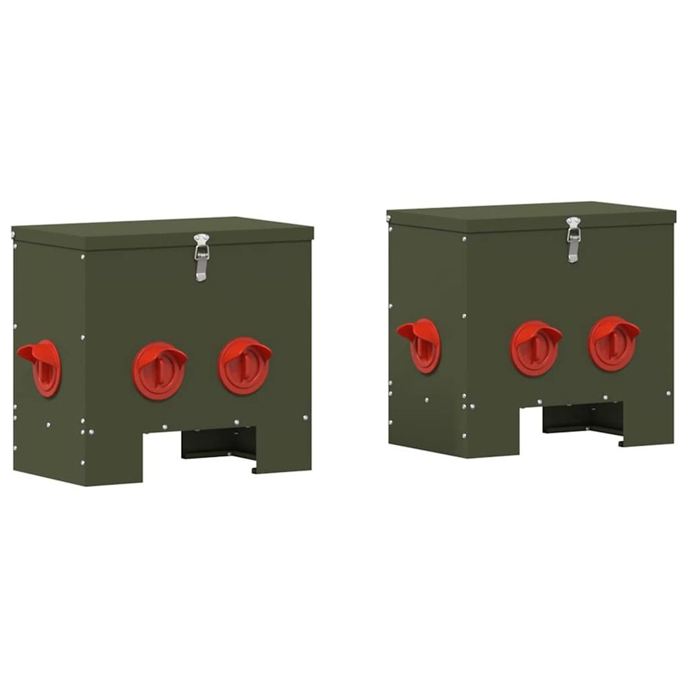 Mangeoire pour poules 2 vert olive 40,5 x 25 x 38 cm 20 kg