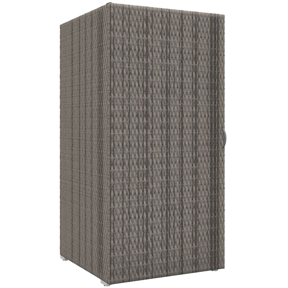 Armoire de rangement jardin 2 niveaux acier résine tressée 120cm gris - comfortxl outdoor living