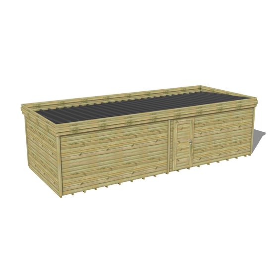 Abri de jardin bois pin traité autoclave 27mm - 8,595x3,44m / 30m2 - bac acier - plancher bois