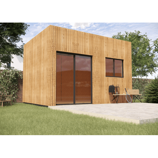 Studio de jardin bien isolé en bois 4,4 x 3,5 x 3,2 m / isolation re2020 avec plancher isolé