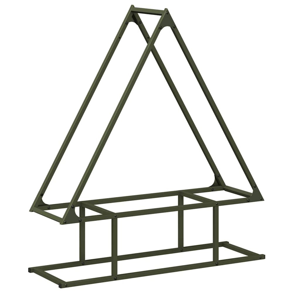 Portant de bois chauffage vert olive 80x25x90 cm
