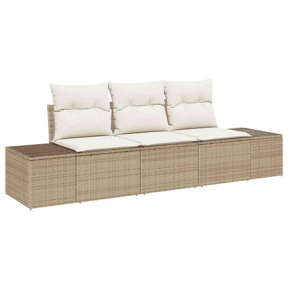Ensemble de canapé de jardin 3 pcs beige et crème polyrotin