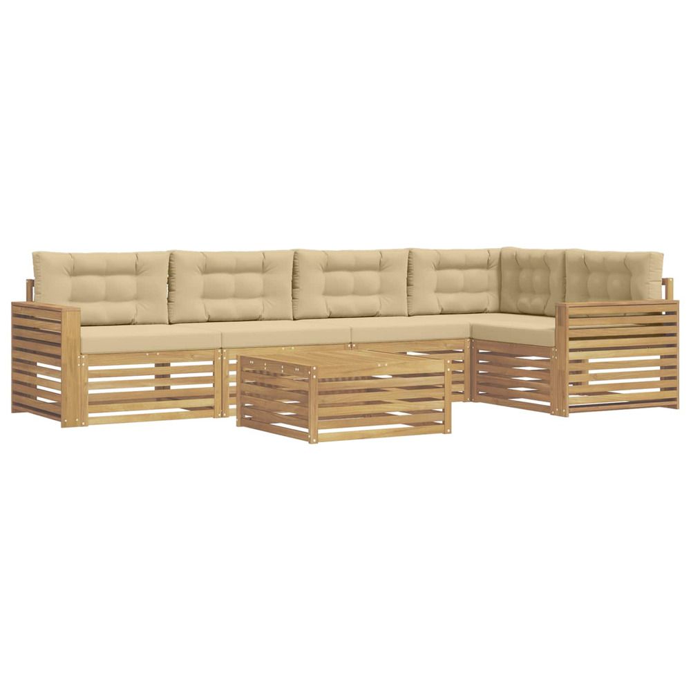 Ensemble de canapés d'extérieur 6 pc blanc et beige polyester