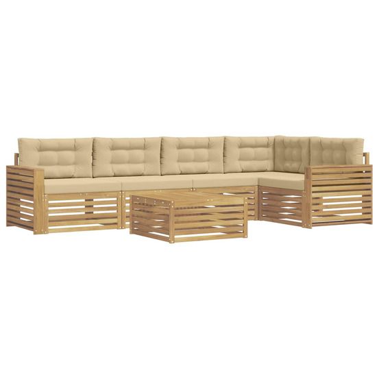 Ensemble de canapés d'extérieur 6 pc blanc et beige polyester