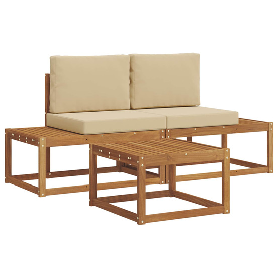 Ensemble de canapés d'extérieur avec coussin 3 pcs naturel