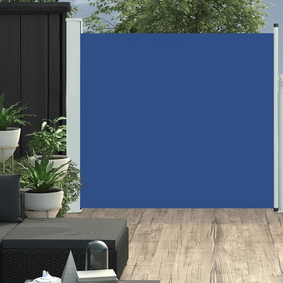 Auvent latéral rétractable de patio 170x300 cm bleu
