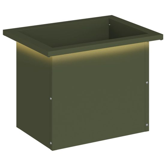 Jardinière d'extérieur de jardin avec led vert olive 30 x 40 x 30 cm acier