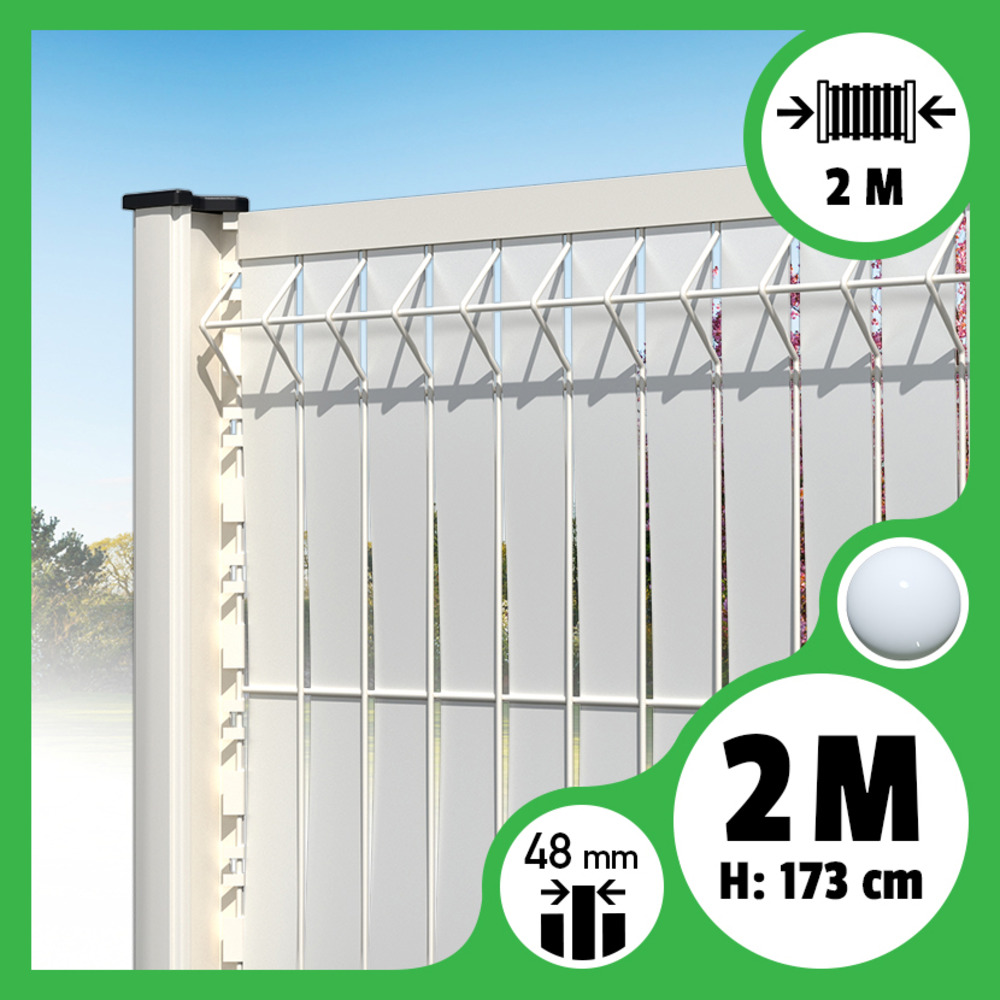 Brise-vue lattes aluminium n55 - blanc - 173 cm, 2 mètres